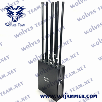 강력한 책가방 휴대폰 방해기 휴대용 UHF VHF GSM 3G DCS 4G 5G 신호 방해 전파 100m