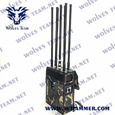 강력한 책가방 휴대폰 방해기 휴대용 UHF VHF GSM 3G DCS 4G 5G 신호 방해 전파 100m