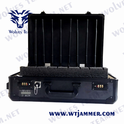 여행 가방 UAV 드론 신호 전파 교란기 가지고 다닐 수 있는 VIP 보호 방어 RF GPS WiFi5.8g