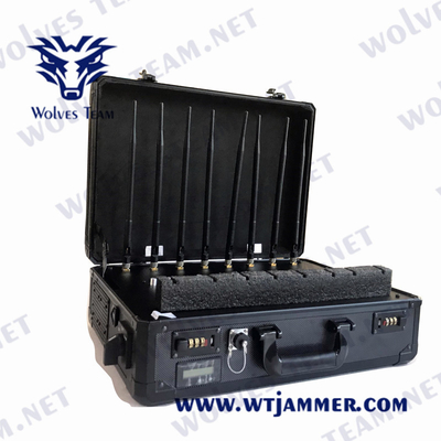 가방 휴대용 안티 UAV 드론 방해기 WIFI2.4G/5.8G GPS 315MHz 신호 방해기 4000 미터