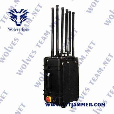 100 와트 휴대용 4 대역 드론 신호 방해기 IP65 방수 GPSL1 WIFI2.4G WIFI5.8G 신호 방해기