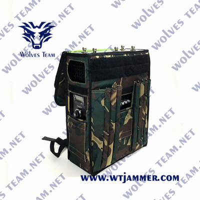 200W 10 밴드 배낭 수납 군사 폭탄 방해기 모든 휴대 전화 와이파이 VHF UHF 차단기