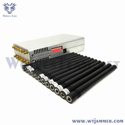 주문 12 안테나 실버 스타일 휴대용 신호 방해기 휴대용 풀 밴드 2G / 3G / 4G / 5G WiFi GPS 차단기 내장 배터리 온라인 제조
