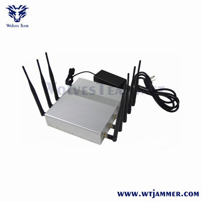 주문 8 안테나 고전력 데스크톱 신호 방해기, 고정 풀 밴드 2G / 3G / 4G / 5G 와이파이 GPS 차단기 온라인 제조