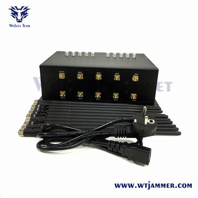 주문 블랙 스타일 10 안테나 조절 전력 신호 방해기 2G / 3G / 4G / 5G, 와이파이, GPS & 드론 블록 온라인 제조