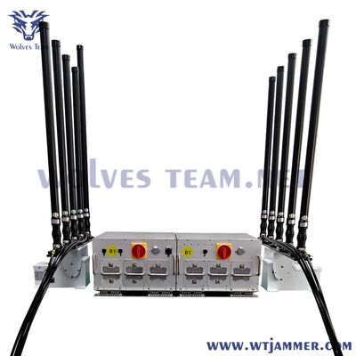 주문 10 채널 800W 차량 신호 방해기 2G / 3G / 4G / 5G / WiFi / GPS / UHF / VHF 차단기 온라인 제조