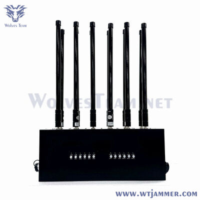 주문 6 채널 300W 데스크톱 신호 방해기, 블록 범위 2G / 3G / 4G / 5G / WiFi / GPS를 위해 100m까지 온라인 제조