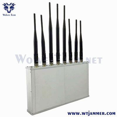 주문 8 채널 20W 데스크톱 신호 방해기, 블록 범위 2G / 3G / 4G / WiFi를 위해 20m까지 온라인 제조