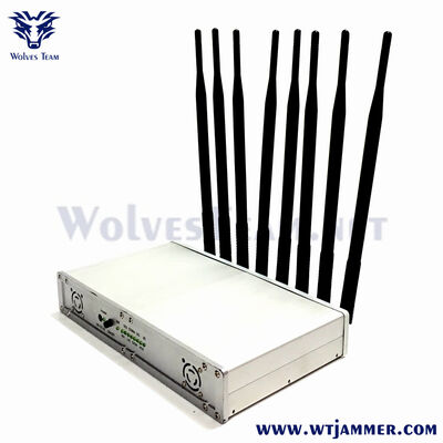 주문 8 채널 20W 데스크톱 신호 방해기, 블록 범위 2G / 3G / 4G / WiFi를 위해 20m까지 온라인 제조