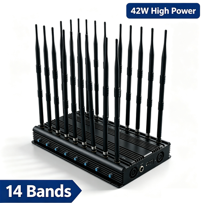 구입하다 42W 14밴드 옴니안테나 데스크탑 신호 재머 (4G LTE, 5G, WiFi, GPS, VHF, UHF, Lojack 지원) 온라인 제조