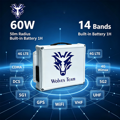 구입하다 4G LTE 5G 와이파이 GPS VHF UHF 로커를 위한 내장 배터리로 60W 14 대역 데스크톱 신호 방해기 온라인 제조