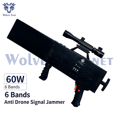 구입하다 UAV 통신 장애를 위한 60W 6번역 휴대용 안티 드론 신호 방해기 온라인 제조