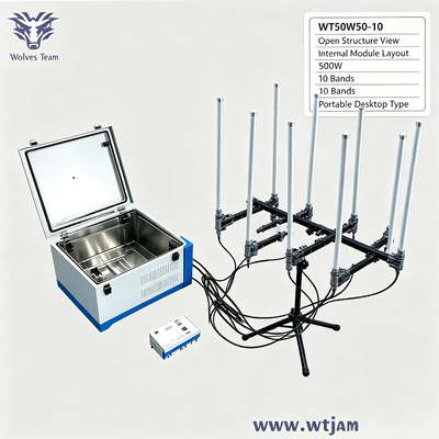 구입하다 5G 4G 3G GSM DCS 와이파이 차단용 500W 10 대 대의 가벼운 휴대용 신호 방해기 온라인 제조