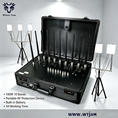구입하다 5G 4G WiFi CDMA GSM PCS 차단용 30-100M 범위의 100W 10밴드 휴대용 신호 재머 온라인 제조