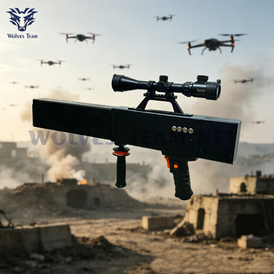 구입하다 최신 야외 총기형 신호 재머, 법 집행 기관용 휴대용 안티-UAV 장치, 맞춤형 4-8 주파수 대역, 현장 대드론 작전용 온라인 제조