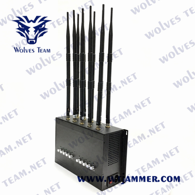 DCS GSM GPS WIFI 50m 휴대폰 신호 방해기 3G 4G 5G 10 안테나 UHF VHF