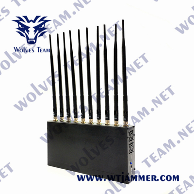 UHF VHF 실내 신호 방해기 12W 3G 4G GPS WiFi LoJack 10 안테나