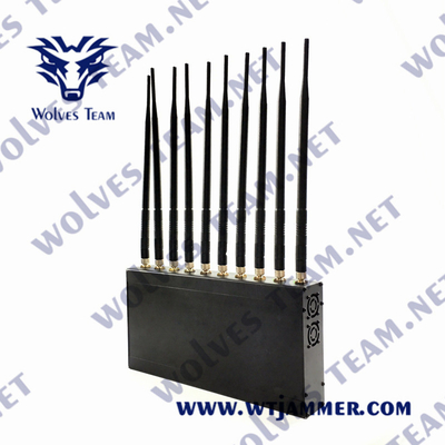 UHF VHF 실내 신호 방해기 12W 3G 4G GPS WiFi LoJack 10 안테나