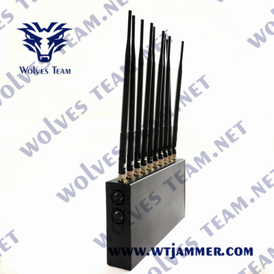 UHF VHF 실내 신호 방해기 12W 3G 4G GPS WiFi LoJack 10 안테나