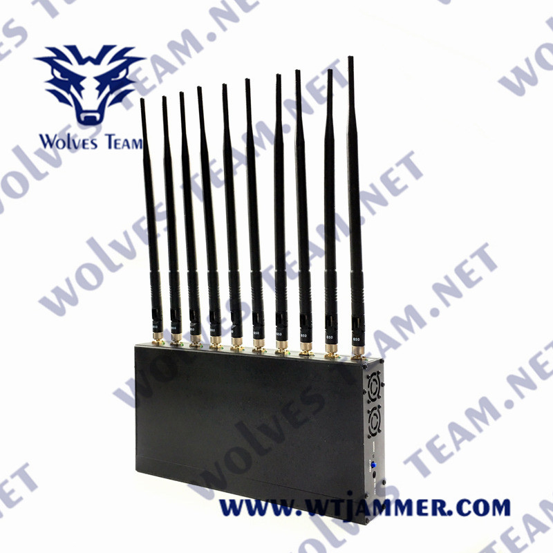 UHF VHF 실내 신호 방해기 12W 3G 4G GPS WiFi LoJack 10 안테나