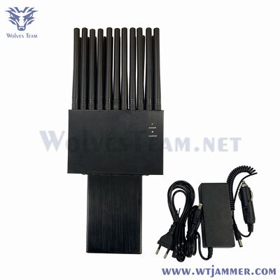 휴대용 22 대역 휴대 전화 2G 3G 4G 5G 방해 RF 신호 차단 Wifi 블루투스 GPS uhf vhf 방해 25 미터