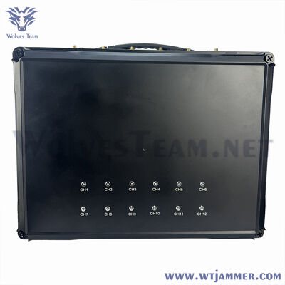 12 Bands Portable Suitcase Drone & GPS Signal Blocker, Omni + Directional Dual Antennas