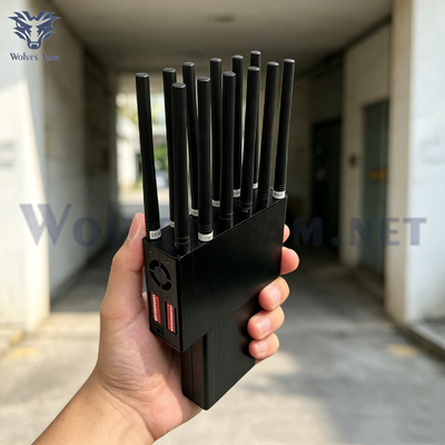 휴대용 조절식 12 안테나 12W 고출력 2G 3G 4G 5G GPS 휴대폰 신호 차단기 (LCD 디지털 디스플레이 화면 포함)