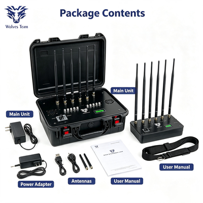 50W 휴대용 신호 차단기 (10개 밴드, 내장 배터리 포함) - 2G 3G 4G 5G WiFi 차단용