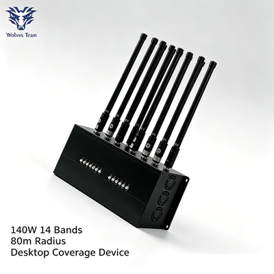 140W 14-Band Desktop Signal Jammer with 80 Meter Coverage for Comprehensive RF Blocking