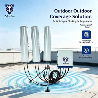 600W High Power Weatherproof Signal Jammer IP65 Outdoor 14 Bands 2G 3G 4G 5G WiFi GPS L1/L2 24/7 Continuous Operation