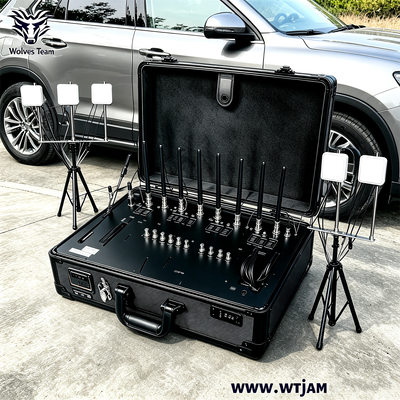 100W 휴대용 휴대폰 신호 재머, 10개 밴드 및 내장 배터리 포함 (2G 3G 4G 5G WiFi 차단용)